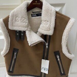 Zara Suede and Shearling Vest